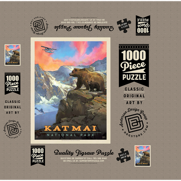 Katmai National Park: Mountain View, Vintage Poster 1000 Jigsaw Puzzle box 3D Modell