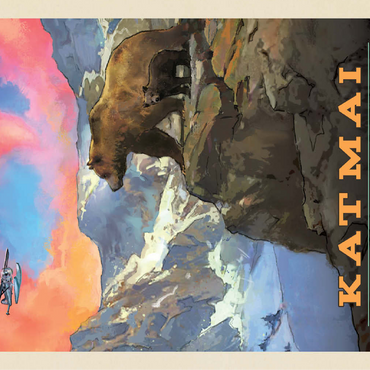 Katmai National Park: Mountain View, Vintage Poster 100 Jigsaw Puzzle 3D Modell