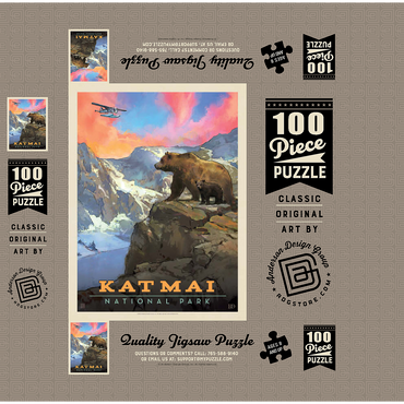 Katmai National Park: Mountain View, Vintage Poster 100 Jigsaw Puzzle box 3D Modell