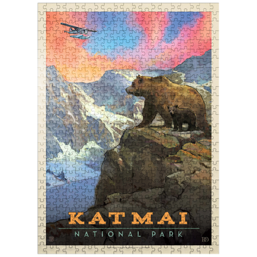 puzzleplate Katmai National Park: Mountain View, Vintage Poster 500 Jigsaw Puzzle