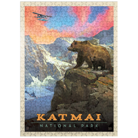 puzzleplate Katmai National Park: Mountain View, Vintage Poster 500 Jigsaw Puzzle