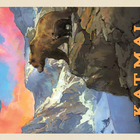 Katmai National Park: Mountain View, Vintage Poster 500 Jigsaw Puzzle 3D Modell