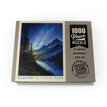 Glacier National Park: Starlight, Vintage Poster 1000 Jigsaw Puzzle box view3