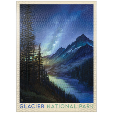 puzzleplate Glacier National Park: Starlight, Vintage Poster 1000 Jigsaw Puzzle