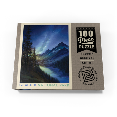 Glacier National Park: Starlight, Vintage Poster 100 Jigsaw Puzzle box view3