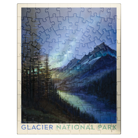 puzzleplate Glacier National Park: Starlight, Vintage Poster 100 Jigsaw Puzzle