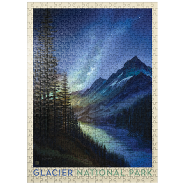 puzzleplate Glacier National Park: Starlight, Vintage Poster 500 Jigsaw Puzzle