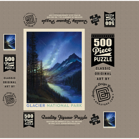 Glacier National Park: Starlight, Vintage Poster 500 Jigsaw Puzzle box 3D Modell