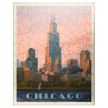 puzzleplate Chicago skyline: Lake Michigan, Vintage Poster 100 Jigsaw Puzzle