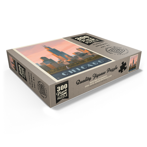 Chicago skyline: Lake Michigan, Vintage Poster 300 Jigsaw Puzzle box view1