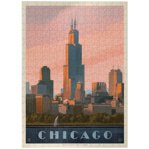 puzzleplate Chicago skyline: Lake Michigan, Vintage Poster 300 Jigsaw Puzzle