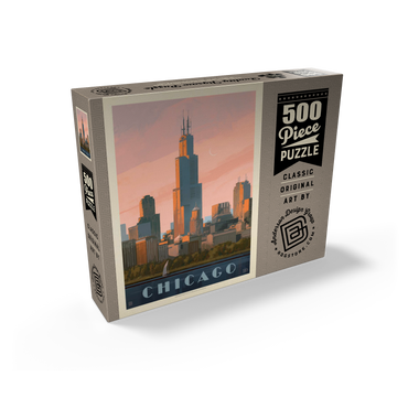 Chicago skyline: Lake Michigan, Vintage Poster 500 Jigsaw Puzzle box view2