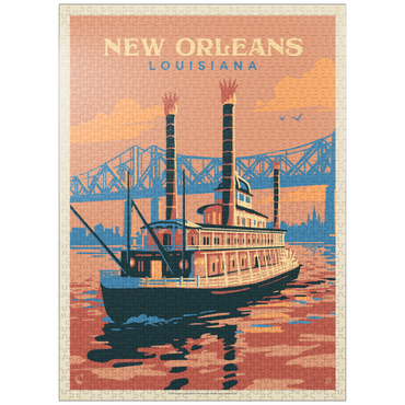 puzzleplate New Orleans: Sunset River Cruise, Vintage Poster 1000 Jigsaw Puzzle