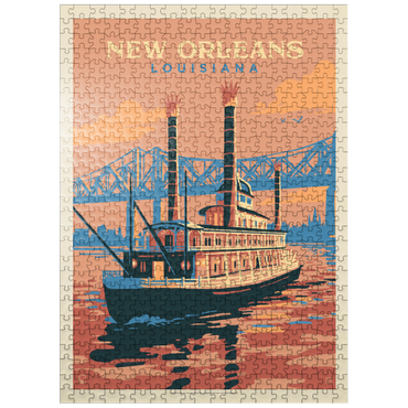 puzzleplate New Orleans: Sunset River Cruise, Vintage Poster 500 Jigsaw Puzzle
