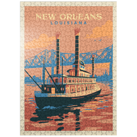 puzzleplate New Orleans: Sunset River Cruise, Vintage Poster 500 Jigsaw Puzzle