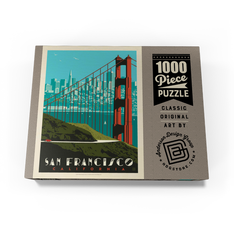 San Francisco: Golden Gate Bridge skyline, vintage poster 1000 Jigsaw Puzzle box view3