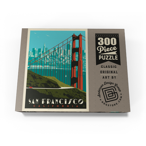 San Francisco: Golden Gate Bridge skyline, vintage poster 300 Jigsaw Puzzle box view3