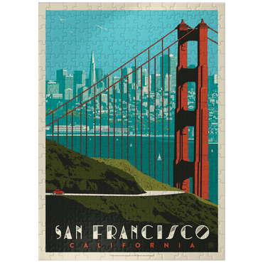 puzzleplate San Francisco: Golden Gate Bridge skyline, vintage poster 300 Jigsaw Puzzle