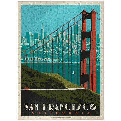 puzzleplate San Francisco: Golden Gate Bridge skyline, vintage poster 300 Jigsaw Puzzle