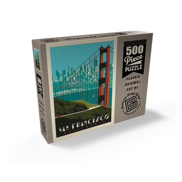 San Francisco: Golden Gate Bridge skyline, vintage poster 500 Jigsaw Puzzle box view2