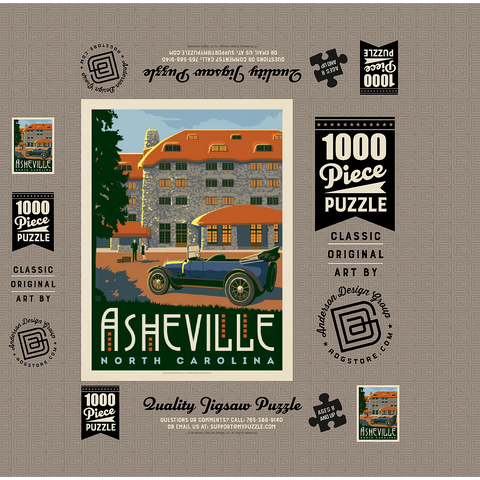 Asheville: North Carolina, Vintage Poster 1000 Jigsaw Puzzle box 3D Modell