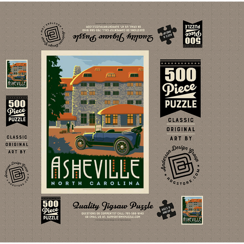 Asheville: North Carolina, Vintage Poster 500 Jigsaw Puzzle box 3D Modell