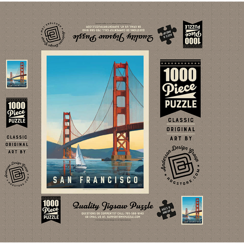 San Francisco: Under The Golden Gate, Vintage Poster 1000 Jigsaw Puzzle box 3D Modell