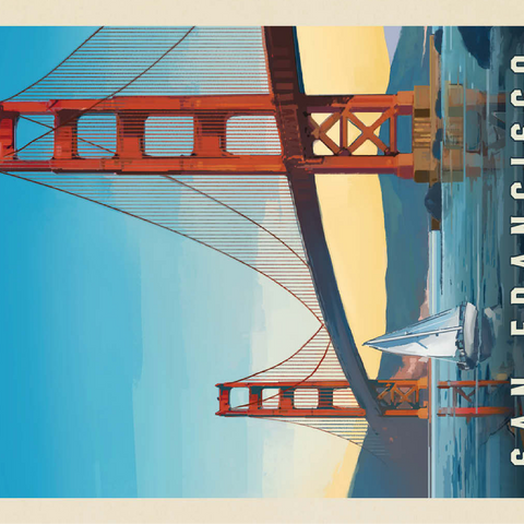 San Francisco: Under The Golden Gate, Vintage Poster 100 Jigsaw Puzzle 3D Modell