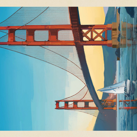 San Francisco: Under The Golden Gate, Vintage Poster 500 Jigsaw Puzzle 3D Modell