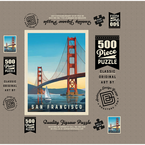 San Francisco: Under The Golden Gate, Vintage Poster 500 Jigsaw Puzzle box 3D Modell