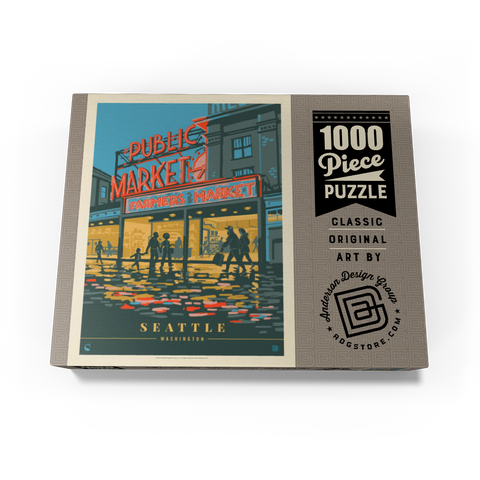 USA-Seattle, WA: Morning at the Market, Vintage Poster 1000 Jigsaw Puzzle box view3