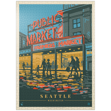 puzzleplate USA-Seattle, WA: Morning at the Market, Vintage Poster 1000 Jigsaw Puzzle