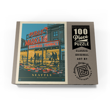 USA-Seattle, WA: Morning at the Market, Vintage Poster 100 Jigsaw Puzzle box view3