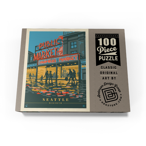 USA-Seattle, WA: Morning at the Market, Vintage Poster 100 Jigsaw Puzzle box view3