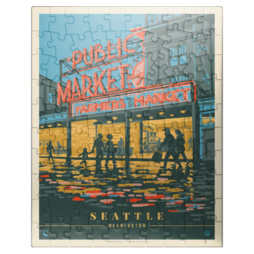 puzzleplate USA-Seattle, WA: Morning at the Market, Vintage Poster 100 Jigsaw Puzzle