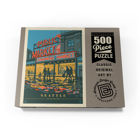 USA-Seattle, WA: Morning at the Market, Vintage Poster 500 Jigsaw Puzzle box view3