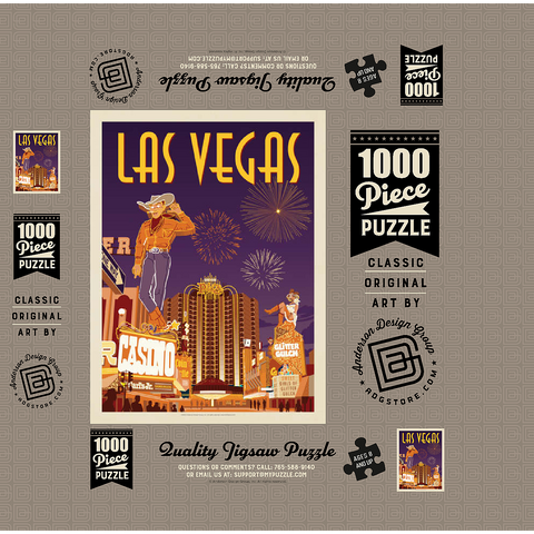 Las Vegas: Viva Vintage Vegas, Vintage Poster 1000 Jigsaw Puzzle box 3D Modell