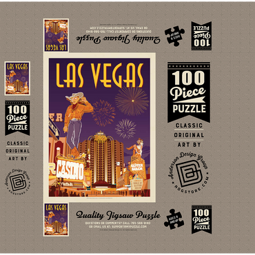 Las Vegas: Viva Vintage Vegas, Vintage Poster 100 Jigsaw Puzzle box 3D Modell