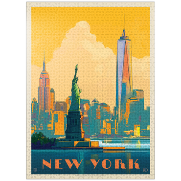 puzzleplate New York City: Skyline Glow, Vintage Poster 1000 Jigsaw Puzzle