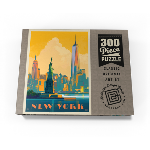 New York City: Skyline Glow, Vintage Poster 300 Jigsaw Puzzle box view3