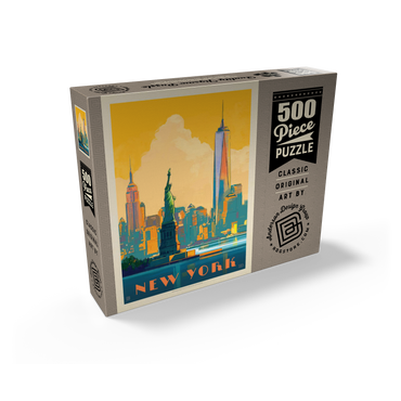 New York City: Skyline Glow, Vintage Poster 500 Jigsaw Puzzle box view2