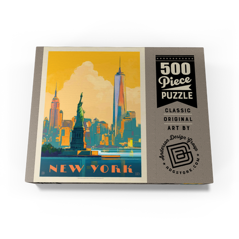 New York City: Skyline Glow, Vintage Poster 500 Jigsaw Puzzle box view3