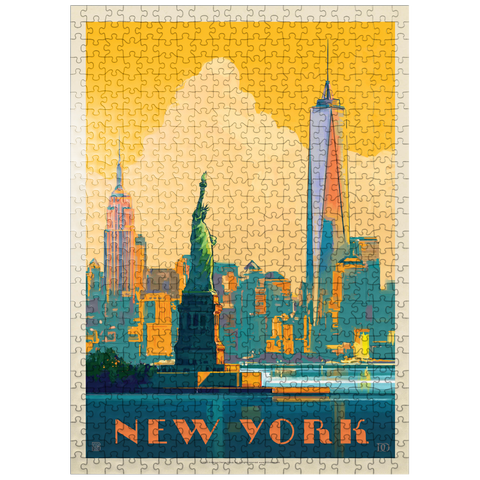 puzzleplate New York City: Skyline Glow, Vintage Poster 500 Jigsaw Puzzle