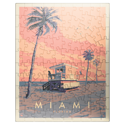 puzzleplate Miami, FL: Lifeguard Tower, Vintage Poster 100 Jigsaw Puzzle