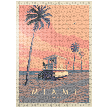 puzzleplate Miami, FL: Lifeguard Tower, Vintage Poster 500 Jigsaw Puzzle
