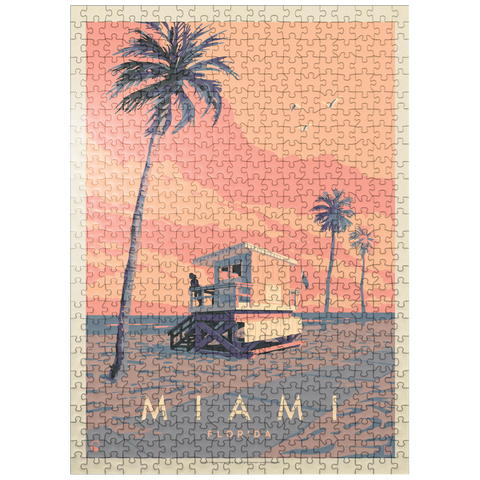 puzzleplate Miami, FL: Lifeguard Tower, Vintage Poster 500 Jigsaw Puzzle