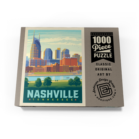 Nashville Skyline: Summer On The Riverfront, Vintage Poster 1000 Jigsaw Puzzle box view3