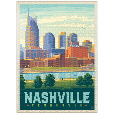 puzzleplate Nashville Skyline: Summer On The Riverfront, Vintage Poster 1000 Jigsaw Puzzle