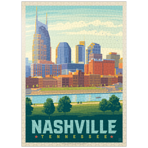 puzzleplate Nashville Skyline: Summer On The Riverfront, Vintage Poster 1000 Jigsaw Puzzle