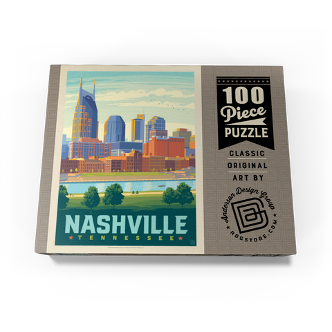Nashville Skyline: Summer On The Riverfront, Vintage Poster 100 Jigsaw Puzzle box view3
